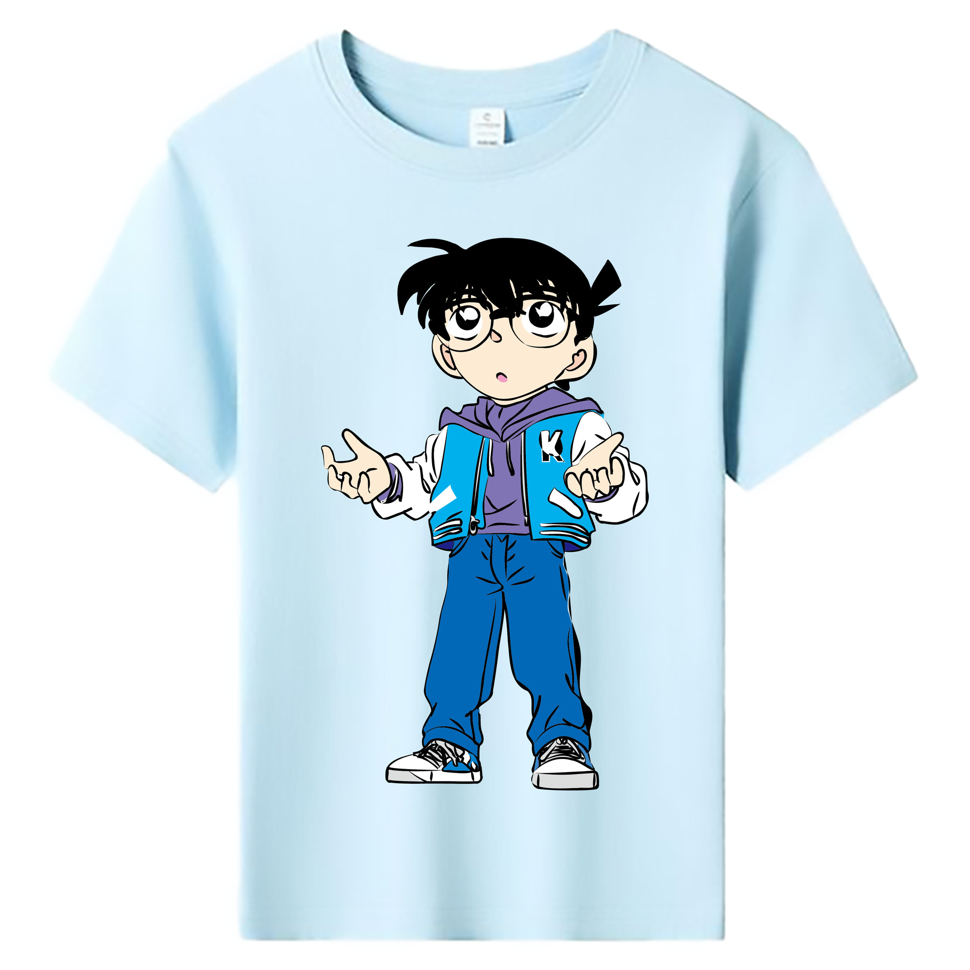 （画像用） 名探偵コナン 江戸川 コナン Detective Conan Conan Edogawa 綿100％キッズTシャツ（フロントプリント）